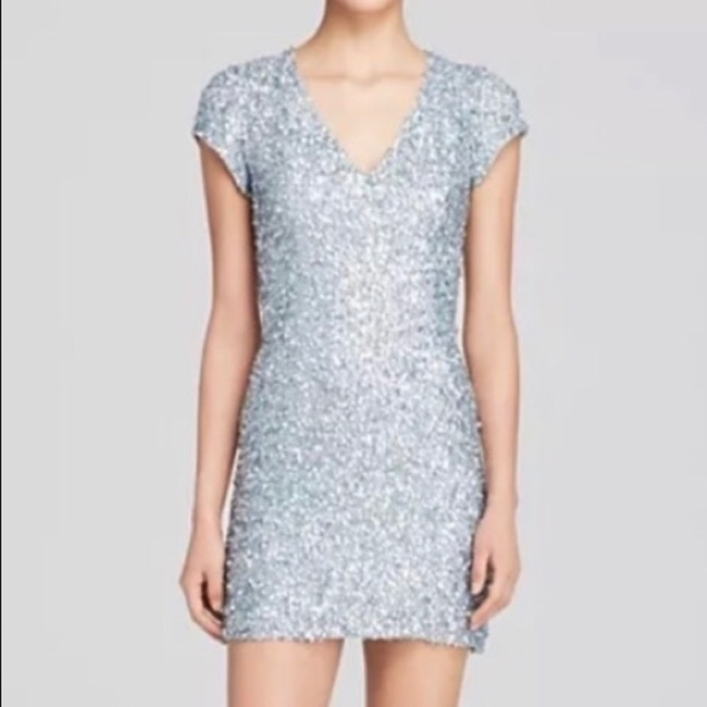 Parker Serena Silver & Grey Embellished Mini Dress